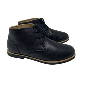 Perry Ellis America Chase Black Faux Leather Lace-Up Chukka Boot sz 4